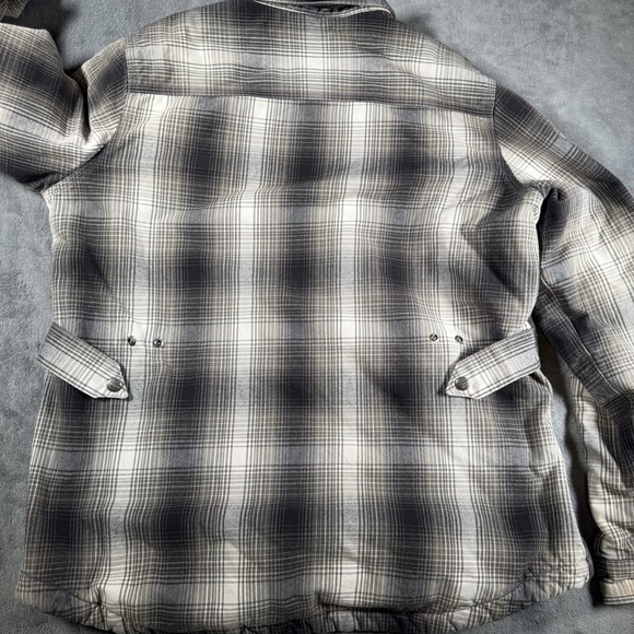 Carhartt Shirt Jacket Women's XL Black Plaid Snap Close Sherpa Lined Shacket - Picture 5 of 14